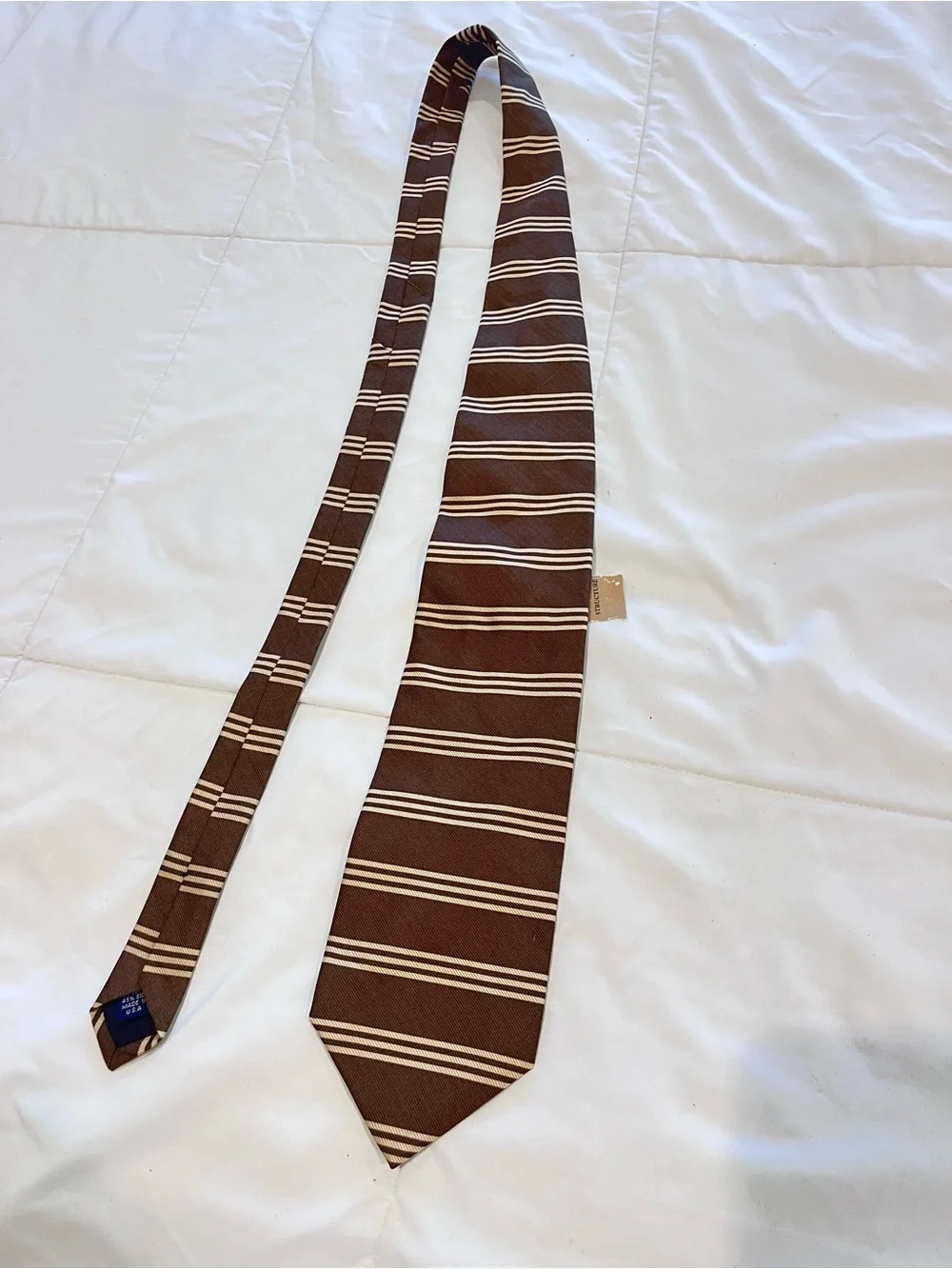 Structure Silk & Cotton Neck  Tie Striped Brown Tan Stripes NWT